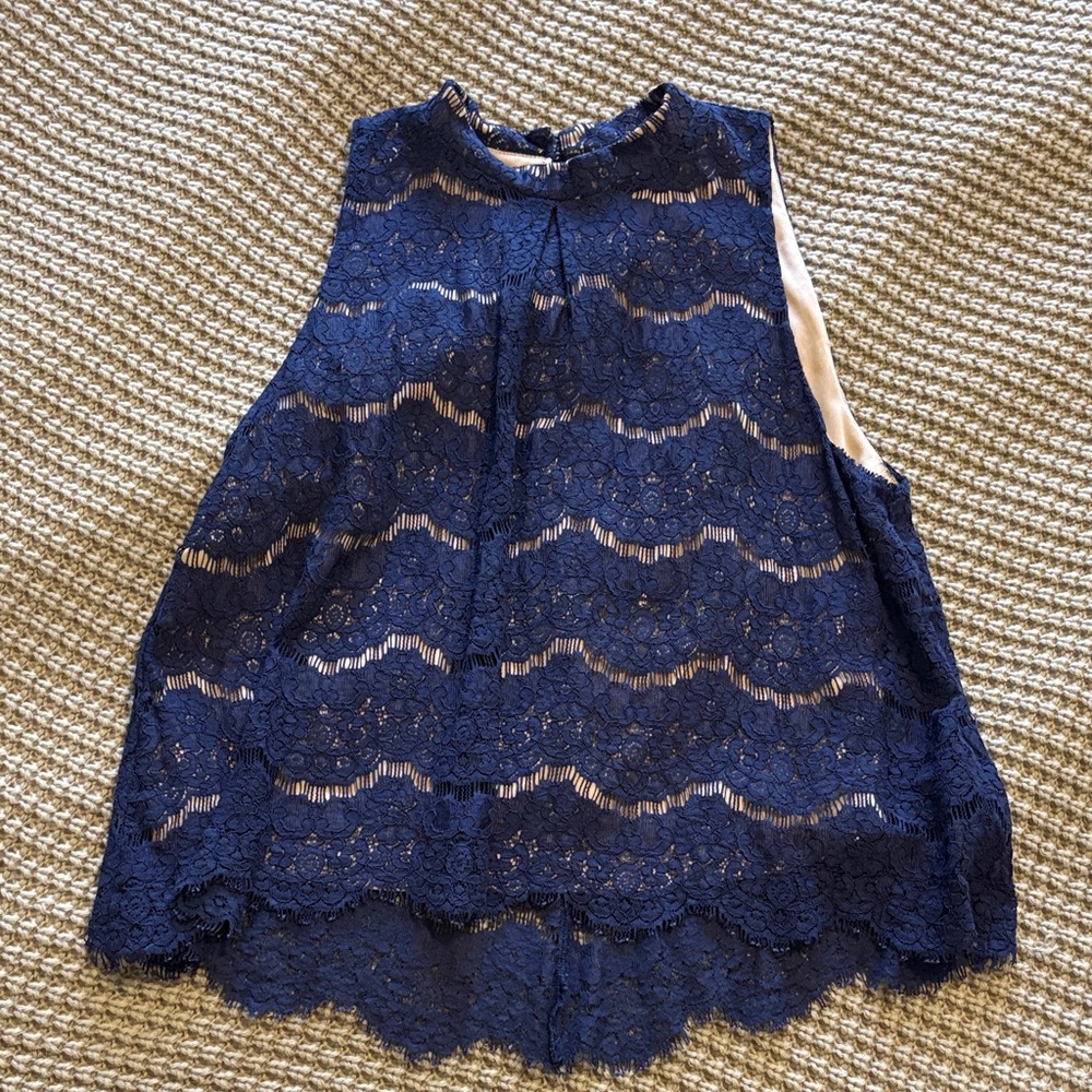 love, Fire Navy Lace Halter Top